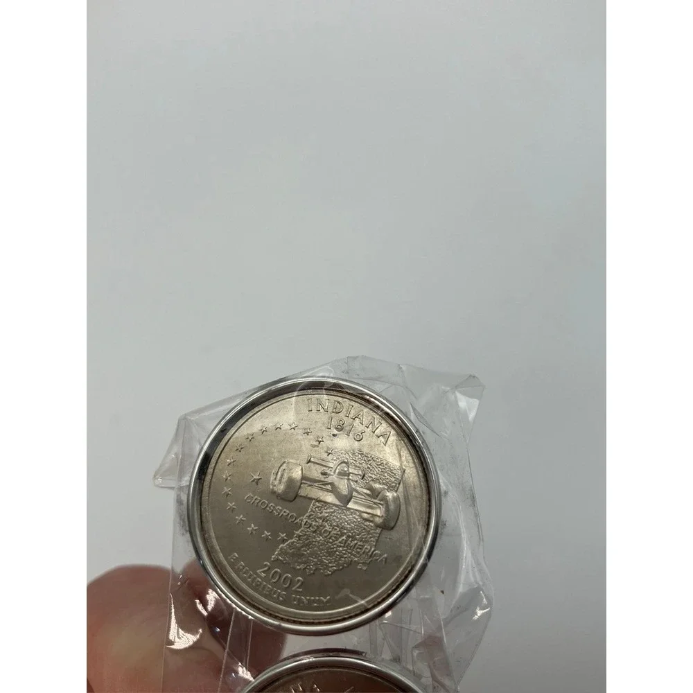 Indiana‎ State Quarter Cufflinks Mens OS Silver Excellent 2002 Racing